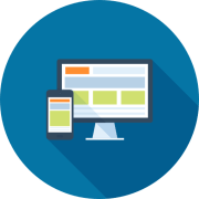 Desktop and mobile screens displaying a website layout with responsive elements.