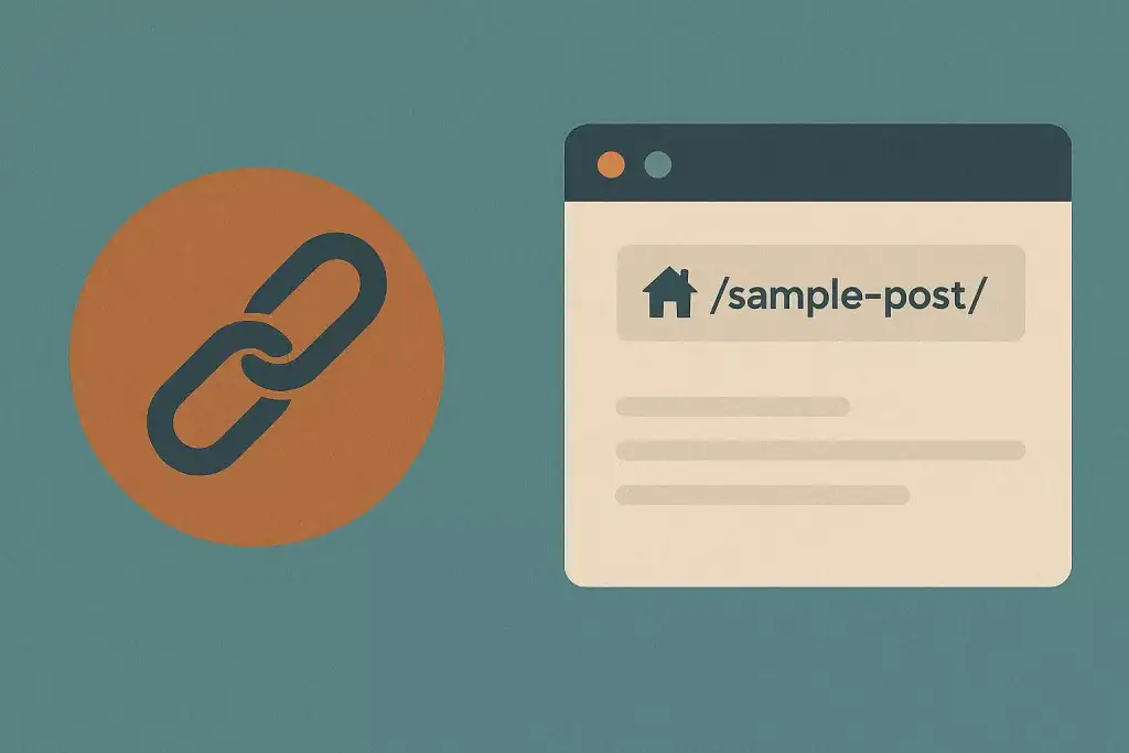 Link do posta internetowego z adresem /sample-post/ i ikoną łańcucha.