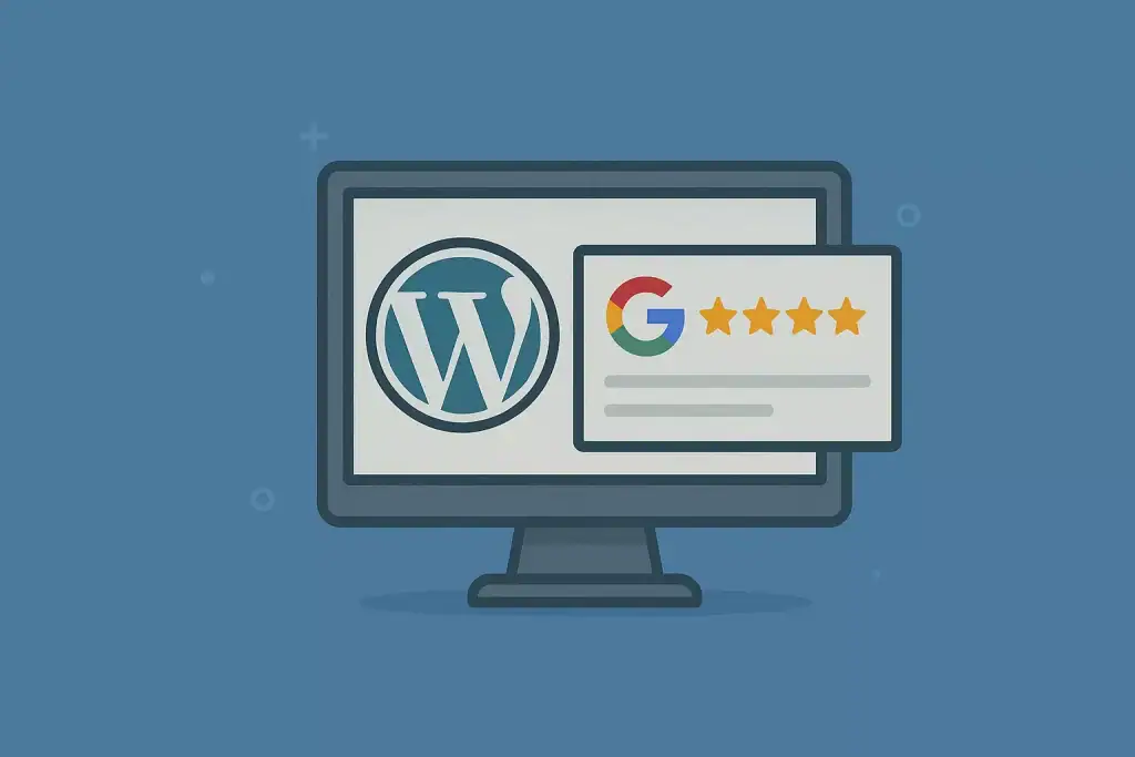 WordPress i recenzja Google na ekranie komputera.