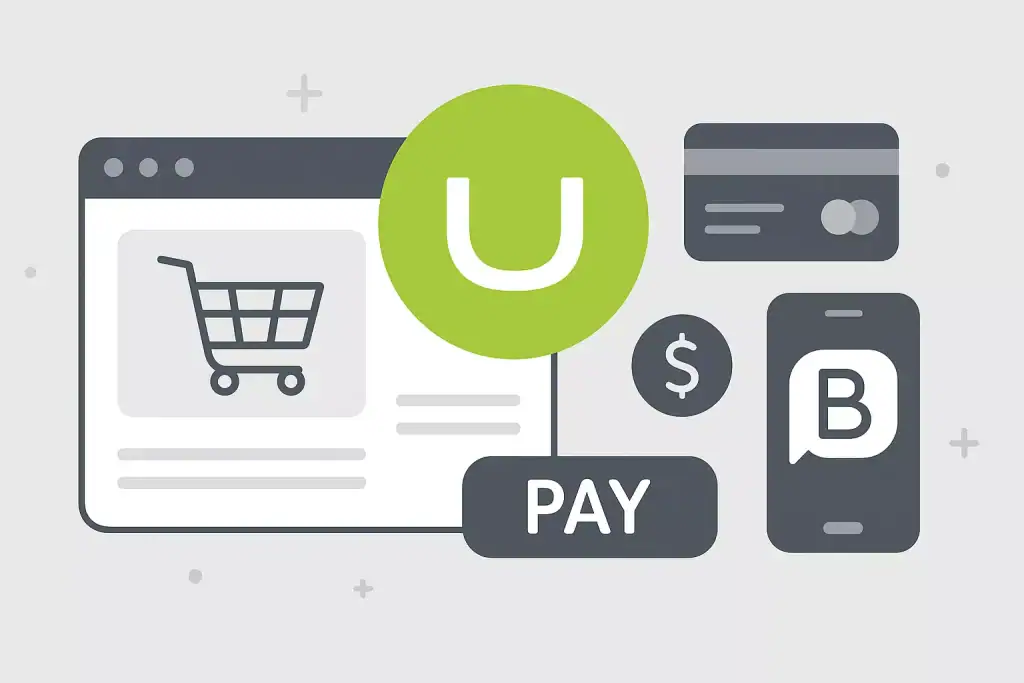 Koszyk na stronie internetowej, ikona płatności i karta kredytowa, symbole e-commerce.