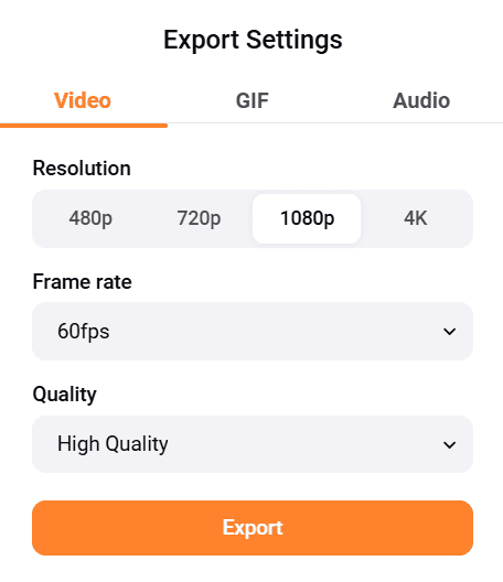 Eksport ustawień wideo na ekranie komputera z opcjami rozdzielczości i jakości.