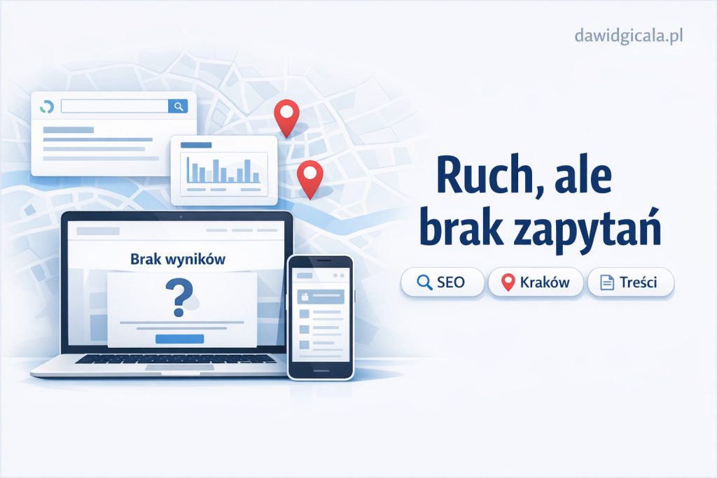 Co blokuje pozycjonowanie strony firmy z Krakowa, jeśli ruch jest, ale nie ma zapytań?