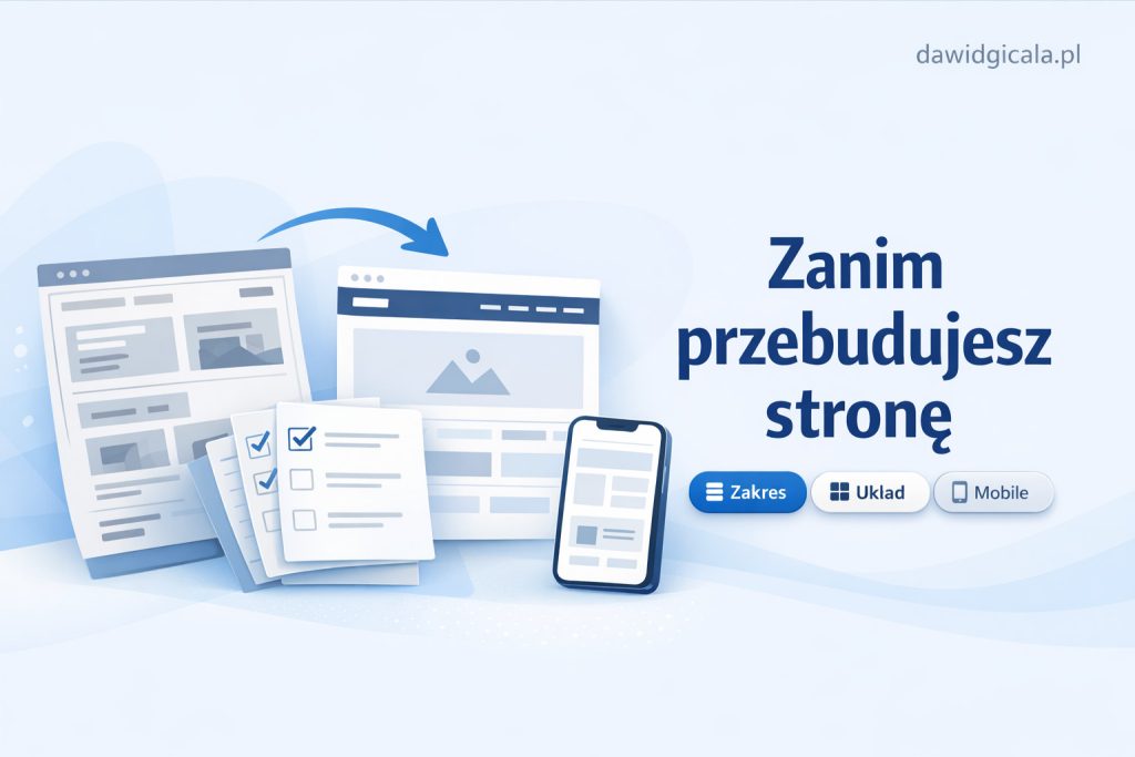 Co sprawdzić przed przebudową strony internetowej, żeby nie przenosić starych błędów?