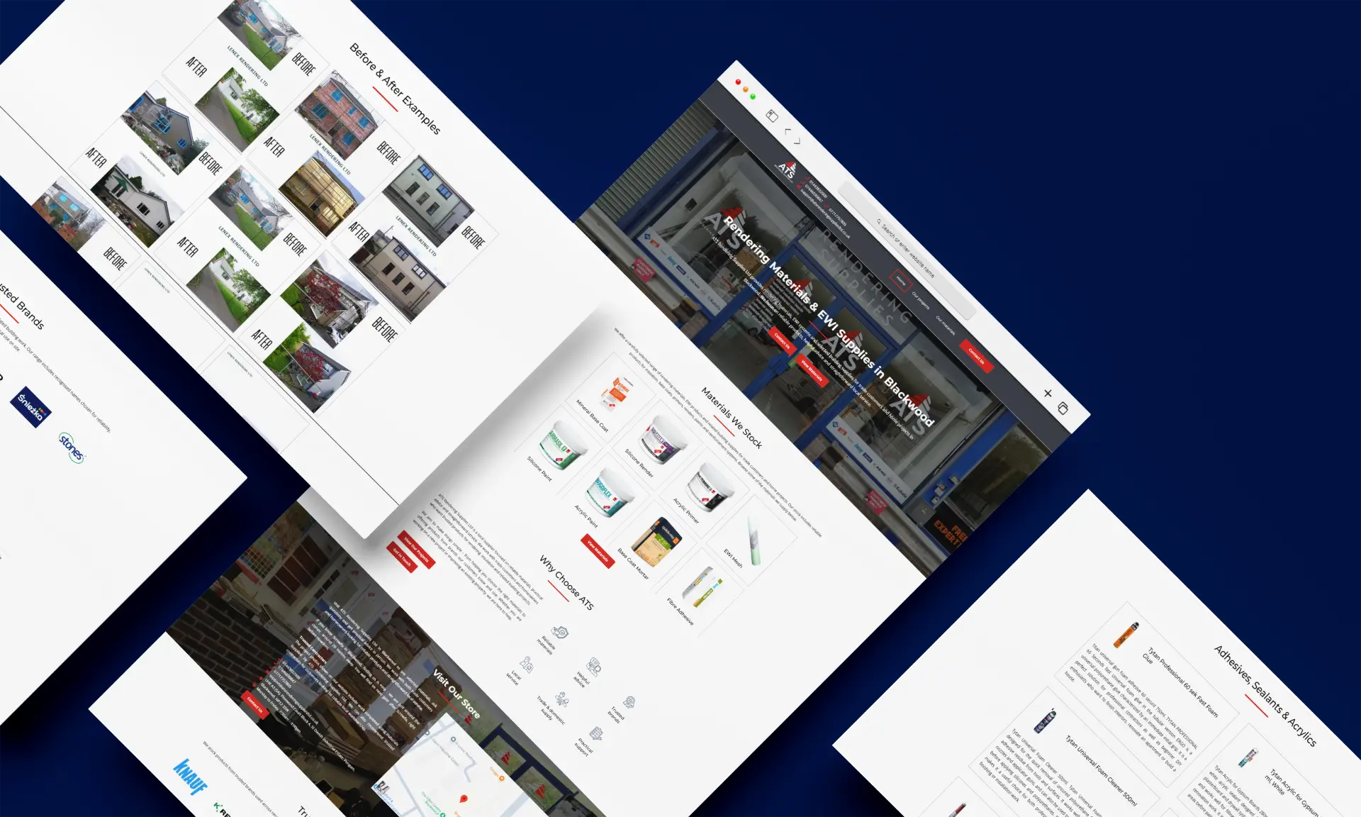 Projekt strony ATS Rendering Supplies LTD dla brytyjskiego dostawcy materiałów elewacyjnych